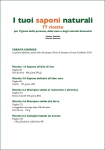 Errata Corrige I tuoi saponi naturali - 77 ricette (prima edizione)